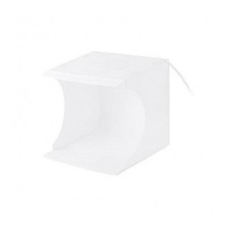 Mini studio portabil Lightbox PU5023 PULUZ, LED-uri incorporate, fundaluri multiple, fotografie/mini-filmulete de produs, 23x23x24 cm, Alb