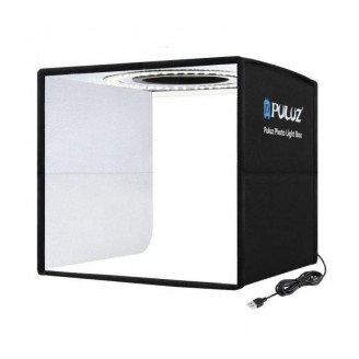 Mini studio portabil Lightbox PU5025B PULUZ, LED-uri incorporate, fundaluri multiple, fotografie/mini-filmulete de produs, 25x25cm, Negru