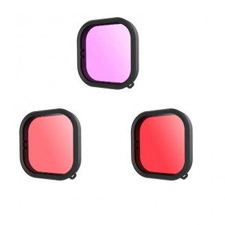 Set 3 filtre lentila waterproof Telesin pentru camera video sport GoPro Hero9/10/11 Black, Multicolor