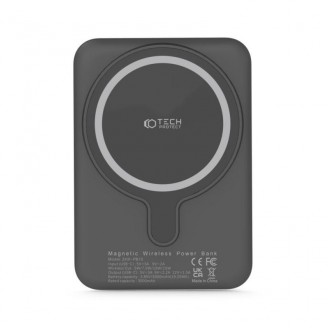 Baterie externa magnetica TECH-PROTECT LifeMag PB10 5000 mAh, compatibila MagSafe, 15W, Cablu USB-C, Negru
