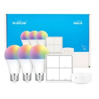 Kit SMART pentru inceput 3xLED BroadLink LB4E27, 1x Intrerupator SR3-4Key, 1x Hub S3, Control vocal, WiFi, Ble