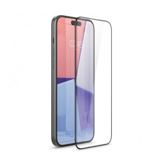 Folie sticla cu sistem de montare Spigen GLAStR EZ FIT compatibila cu iPhone 15 Plus Black