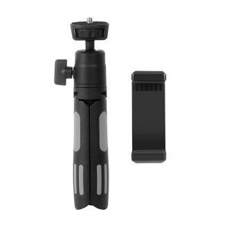 Trepied Puluz PU637B pentru camere video sport, filet universal 1/4, Clema de prindere pentru telefon, lungime intre 13.5 si 30.5cm, Negru