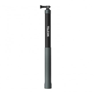 Selfie stick din fibra de carbon cu lungimea de la 44 la 300 cm Telesin GP-MNP-300-3 pentru camere sport, filet 1/4 inch, Negru