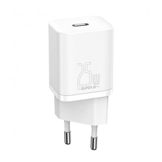 Incarcator retea rapid Baseus Super Si 1C, 25W, USB-C, Cablu USB-C inclus, 1m, Alb