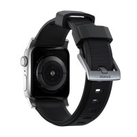 Curea rezistenta la apa NOMAD Rugged Strap compatibila cu Apple Watch 4/5/6/7/8/SE 38/40/41mm Black/Silver